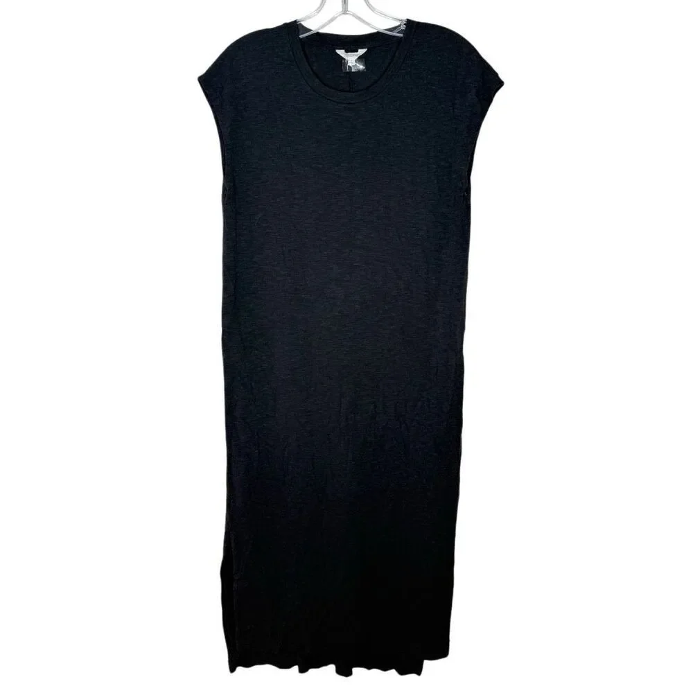 Madewell Black Short Sleeve Shirt Dress Size S Round Neck Casual Lightweight - Picture 1 of 10